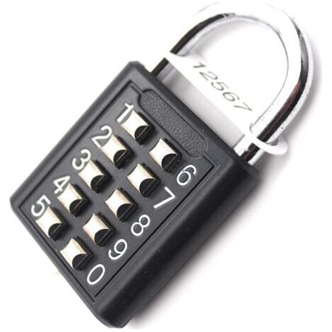 10-Digit Cadenas à combinaison Serrure Combinée, Métal étanche et Fermoir Combiné en acier plaqué - Noir Anti-vol Bouton Cadenas