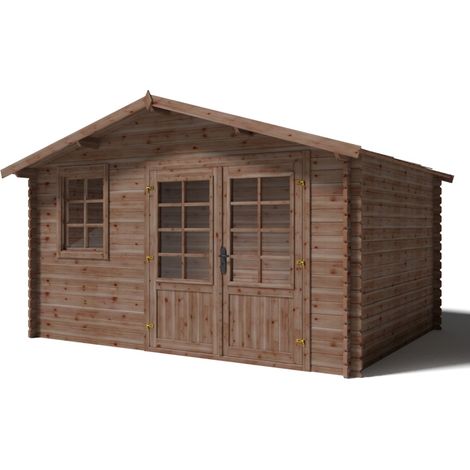 Casetta da giardino in legno - 11.7m2 - 3.9x3m - impregnata - 34mm - colore: marrone - DOM562 (1/5)