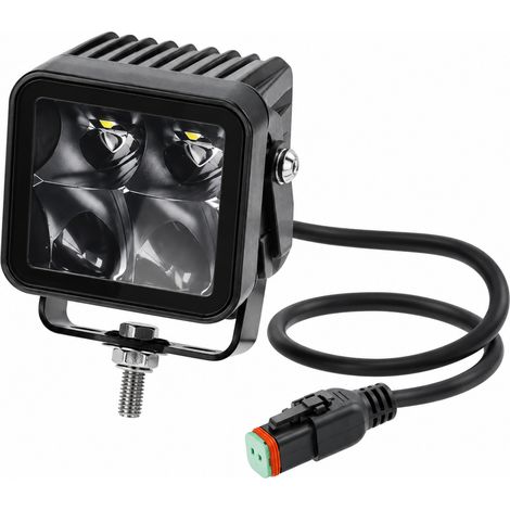 Lampada da lavoro a LED quadrata 40W 4800 lm 12/24V bianca 81x82,5x67,5 mm luce focalizzata con spina Deutsch 4 LED (1/5)
