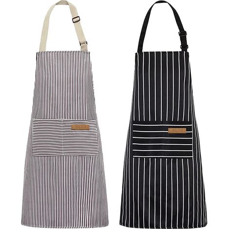 Delantal - Algodón - Ajustable - Con Bolsillos - Para Cocina Pintura Repostería Tareas Del Hogar - 2 Unidades (1/5)