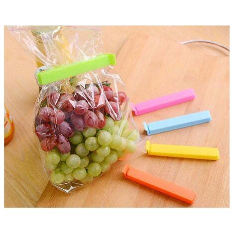 Lot de 5 Clips de Fermeture pour Sachets, Plastique, 11 cm Clip alimentaire aléatoire de couleur, peut recevoir une seule couleur