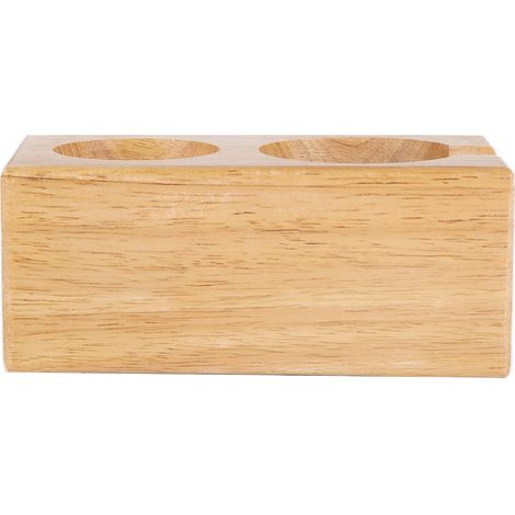 Support de tasseur en bois à 2 trous, couleur bois naturel, avec poignée et poignée, pour café ou maison. (1/5)