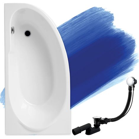 Baignoire Bain d'angle 145x85 Gauche, Siphon de bain et pieds (support) - Set 3en1 - Fabriqué en UE - BADLAND MIKI