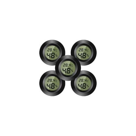 5er-Set Mini-Digitalthermometer – Temperatur- und Feuchtigkeitsmonitor – Hygrometer – Für Kinderzimmer, Gitarrenbrutkästen, Reptilien, Autogewächshäuser – Schwarz – Crezuo