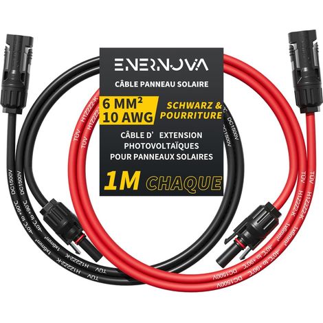 Câble Solaire 4mm²/6mm² 1-50M IP67 pour Panneau Solaire Câble Solaire 1500V 30/50A, Cuivre Étamé, Isolation PPO Anti-UV, Étanchéité IP67, Raccord Auto-Verrouillable, Montage Facile (1/5)