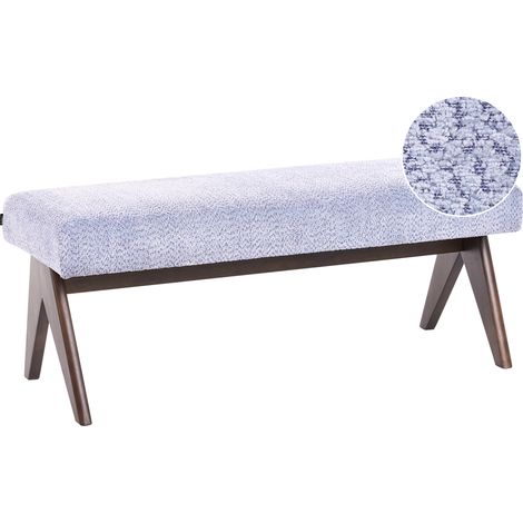 Banco de cama de chenilla asiento de entrada patas de madera azul claro y marrón oscuro Tamre (1/5)