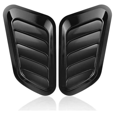 Coppia di prese d'aria universali per cofano, presa d'aria per cofano, copertura decorativa universale per griglia del cofano, nero lucido (1/5)