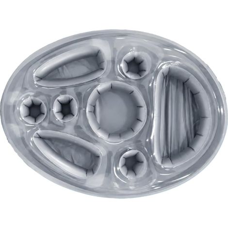 Bar Gonflable Flottant 8 Trous, Plateau Porte-Boissons Piscine 71x56 cm Grande Capacité pour Boissons et Snacks, Idéal pour Fête d’Été, Gris (1/5)