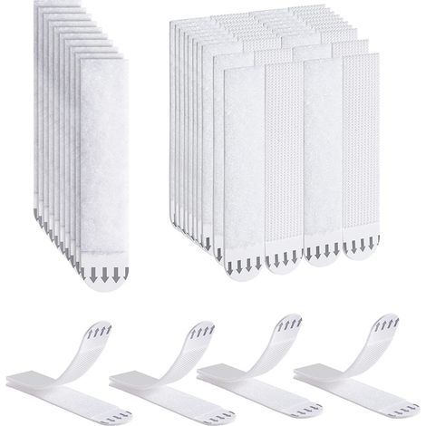 Ruban de suspensión para fotos, 32 pares (64 tiras) Lengüeta para colgar cuadros sin perforar Tiras adhesivas resistentes para marcos (Grande) (1/5)