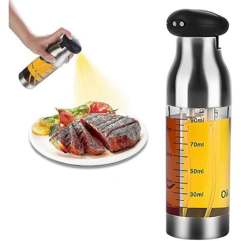 Flacon pulvérisateur rechargeable pour huile et huile d'olive, en acier inoxydable, 200 ml, étanche, pour vinaigre, friteuse à air, salades.-AquaForge (1/5)