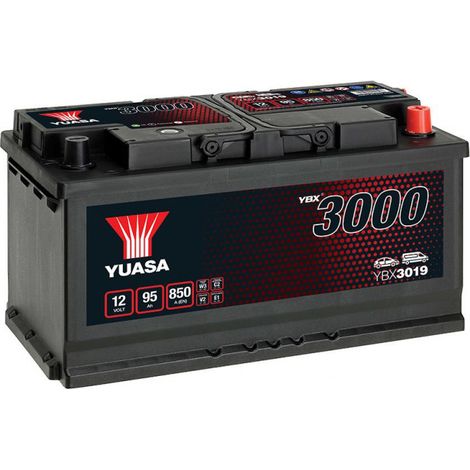 Yuasa – Batterie voiture 12V 95Ah YBX3019 – 850A CCA – Dimensions 353x175x190mm – Technologie classique CA/CA (1/3)