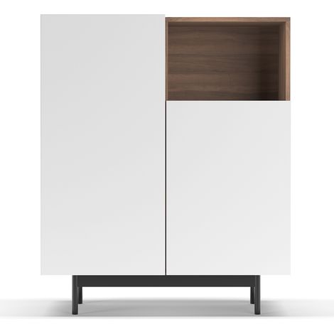 Mueble aparador en melamina, colección PRINTED (602-1), con 2 puertas, en nogal y blanco (1/4)