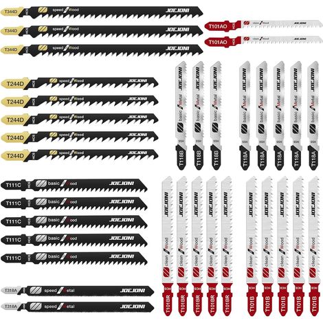 Jigsaw Blade Set, 35 Pieces T-Shank Jigsaw Blades with Storage Case, Jigsaw Accessories for Wood, Plastic and Metal (1/5)