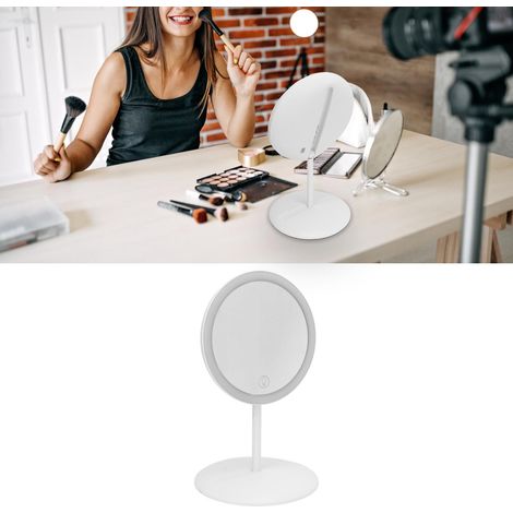 Miroir de maquillage LED détachable et pliable, avec lumière tactile et rechargeable par USB. Utilisation de bureau ou portable. (1/5)