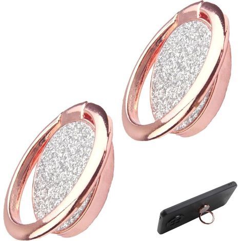 Stück Handy-Ringhalterung, Telefonring, 360° verstellbarer und 180° faltbarer Ständer, starker Klebstoff, kompatibel mit 4 bis 8 Zoll Smartphones, glänzendes Silber (Pink) (1/5)