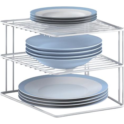 Étagère d'angle porte assiettes, Blanc (1/5)