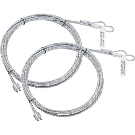 Câble de porte de garage en acier galvanisé - Lot de 4 - 2,5 m - Ø 3 mm - Torsion à ressort - Câble de suspension (1/5)