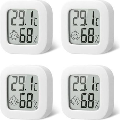 Pack Thermometre Interieur Mini Thermomètre Hygrometre Haute Précision Température Hygromètre Moniteur avec Air icône Confortable pour Cuisine Chambre de Bébé Serre Entrepôt Bureau