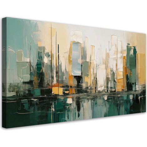 Wandbild Abstrakte Stadt Grün 100x50 cm