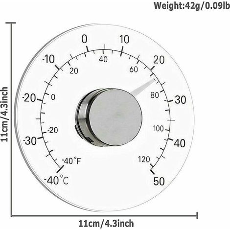 Thermomètre de fenêtre intérieur et extérieur, pas de pi nécessaire, cadran transparent, thermomètre météo (1/4)