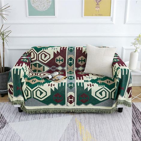 Couverture de Canapé Jette de Canapé Jet de lit Couverture de Chaise Couverture de Voyage Couverture décorative Housses de canapé avec Pompon Motif Géométrique Ethnique Rétro 130 cm 180 cm (1/5)