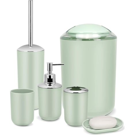 Ensemble d'accessoires de Salle de Bain 6 pièces Vert (1/5)