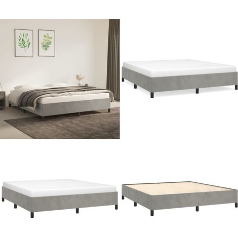 Bettgestell ohne Matratze Hellgrau 180x200 cm Samt - Samtbettwäsche - Boxspringbett - Doppelbett - Schlafzimmer Dekoration - Luxusbett - Home & Living (1/5)