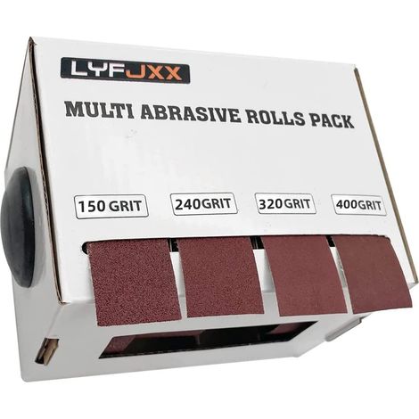 Lot de 4 rouleaux de papier abrasif avec distributeur de papier émeri rétractable pour métal, verre, menuiserie -4 rouleaux de 6 m (1/5)