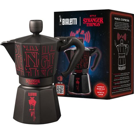 Cafetiere italienne - BIALETTI - Moka express - Collection Stranger Things - 6 tasses - 270 ml - Noir / Rouge