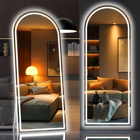 Hasipu 180x80cm Standspiegel Ganzkörperspiegel mit Beleuchtung, Freistehender Bodenspiegel, Großer Wandspiegel, LED Spiegel 3 Lichtfarben Dimmbar und Helligkeitseinstellung für Schlafzimmer (1/5)