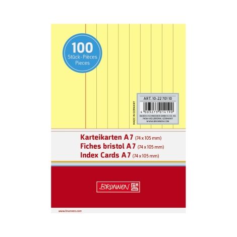 BRUNNEN Karteikarte 102270110 DIN A7 liniert ge 100 St./Pack. (1/2)