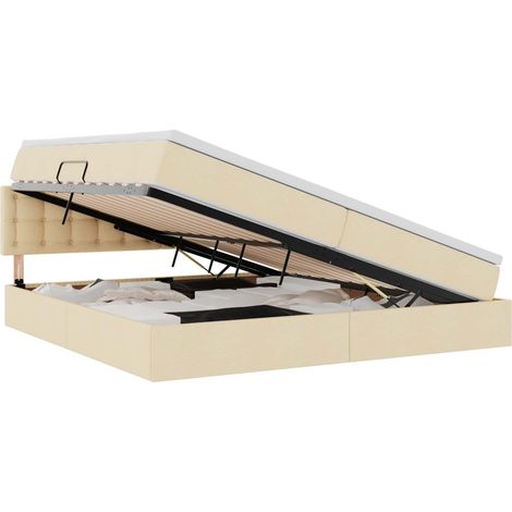 Lit double,Lit adulte,Lit avec rangement et matelas avec matelas Crème 200 x 200 cm (1/5)