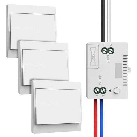 EU 230V Wireless Switch, Wireless Auto Power Switch Set - No Batteries Needed, Waterproof Wall Switch, Control Your Lamp Up To 200M Remote (3V1) (1/5)