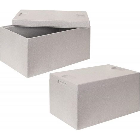 BRB 2x Thermobox aus EPS, grau, 31,6 Liter, Innenmaß 505x310x250 mm (1/3)