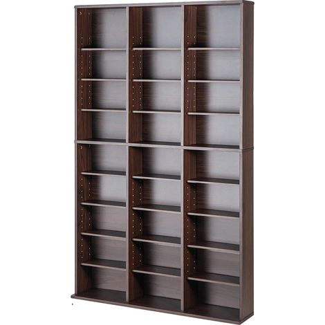 Cabinet de rangement pour médias, design rotatif, étagères ajustables, Espresso 27 grilles (1/2)