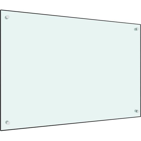 Dosseret de cuisine Fond de hotte Crédence de cuisine Blanc 90x60 cm Verre trempé NSME7396 (1/4)