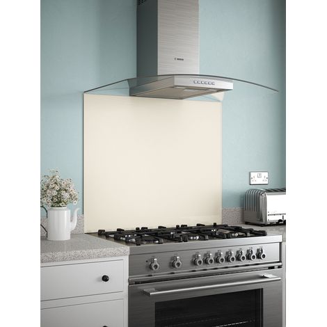 Cotton Cream Glass Kitchen Splashback 900mm x 750mm (1/3)