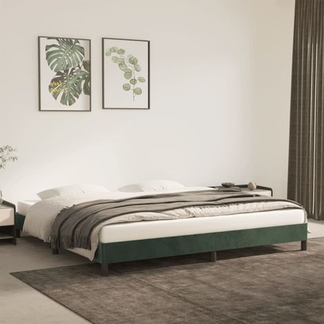 Bettgestell, Doppelbett, Schlafzimmerbett Dunkelgrün 200x200 cm Samt LLLA206853 BonneVie (1/5)