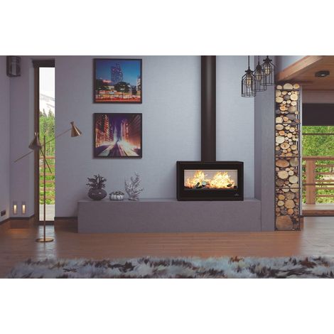 Poêle à bois pose libre - BRONPI Cairo 90 Box 13 kW  Avec kit air - Avec kit ventilation