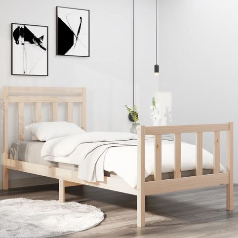 Bed Frame Natural Wood Solid Pine Wood Single Bed Frame vidaXL (1/5)