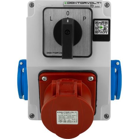 Coffret électrique de chantier 16 A, 2 x 230 V, Erbetka IP44, avec interrupteur à came L-0-P et prises Doktorvolt DV-5244-D (1/5)