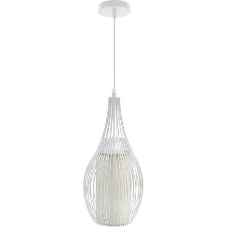 TrAdE Shop Traesio - Lampadario Sospeso Ovale Pendente A Sospensione Moderno E27 Plafoniera B19 - Bianco (1/2)
