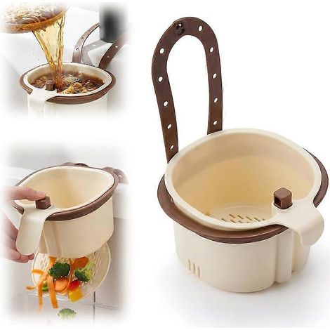 Panier de vidange suspendu pour évier de cuisine autonettoyant multifonctionnel jaune compatible robinet suspendu (1/5)