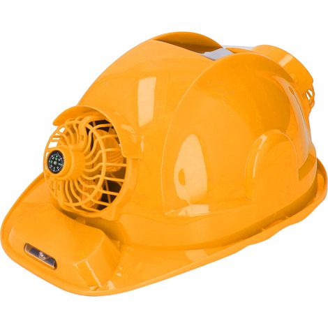 Solarbetriebener Schutzhelm mit UV-Schutz, 4-fach verstellbarer Belüftung, Doppellüfter-Scheinwerfer, 5 V DC, gelb (1/5)