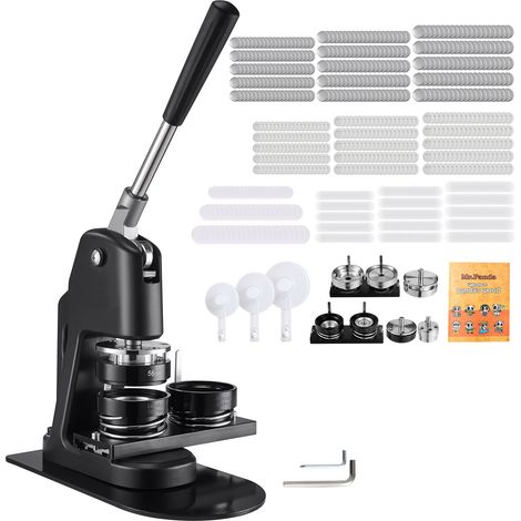 Mophorn Máquina para Crear Insignias de 32/58/75 mm, Equipo para Fabricar Chapas con 300 Juegos de Botones, Mango Ergonómico Mejorado, Ideal para Insignias, Pines Personalizados, Negro (1/5)