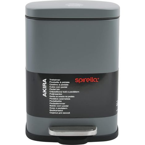Poubelle de Salle de Bain à Pédale AKIRA - Acier Inoxydable Haut de Gamme - Fermeture Silencieuse Easy-Close - Gris Mat - 5L (1/5)
