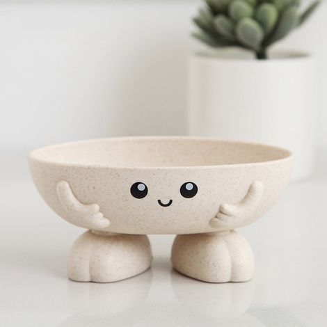 Portasapone moderno a forma di foglia - ripiano portaoggetti da bagno autodrenante, design minimalista, adatto per sapone e spugna - beige (1/5)