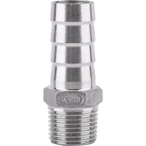 Connecteur Cannelé en Acier Inoxydable SS304 - Raccord de Tuyau à Filetage Mâle BSP 1/8"3/4" (1/2 19mm) (1/5)