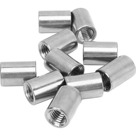 Lot de 10 écrous de raccordement ronds en acier inoxydable 304, filetage femelle, écrou cylindrique pour réparation (1/5)