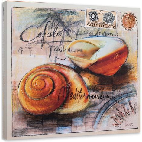 Tableau sur toile Coquillages Carte postale mer 40x40 (1/5)